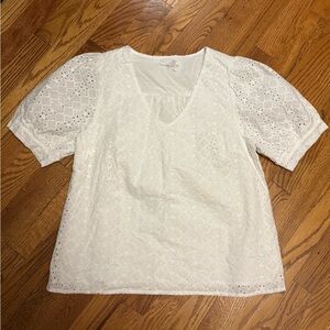 Draper James White Eyelet Blouse